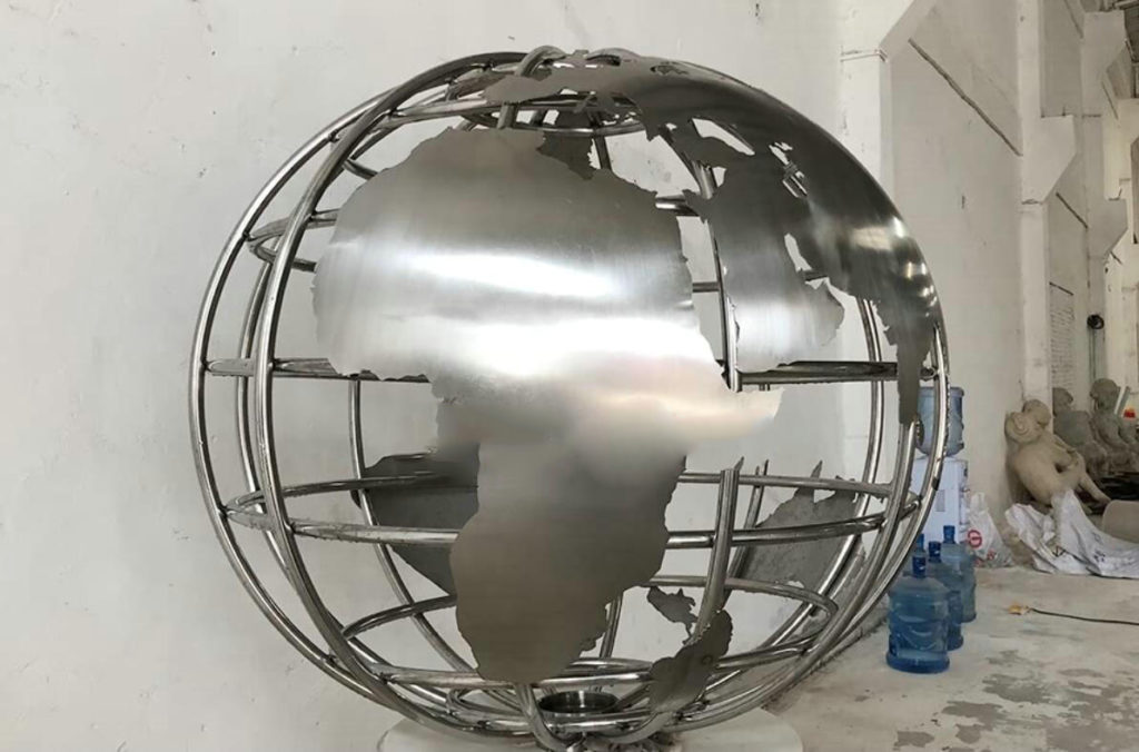 Metal World Globe Sculpture metal sphere